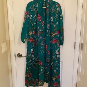 Satin floral kimono robe